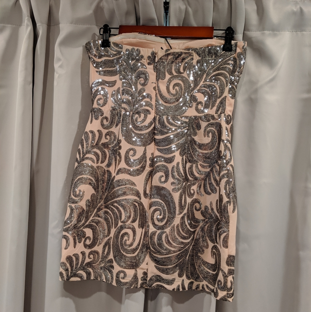 Sequin Strapless Dress - Baroque Pattern - image 7